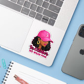 In oktober Draag we roze zwarte vrouwen borstkanke Sticker (Laptop met iPhone)