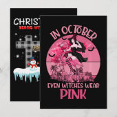 In oktober Draag zelfs heksen roze T-shirt Breast Kaart (Voorkant / Achterkant)