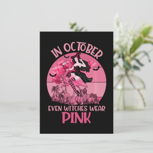In oktober Draag zelfs heksen roze T-shirt Breast Kaart (Staand voorkant)