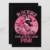 In oktober Draag zelfs heksen roze T-shirt Breast Save The Date (Voorkant / Achterkant)