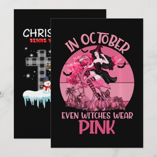 In oktober Draag zelfs heksen roze T-shirt Breast Save The Date (Voorkant / Achterkant)