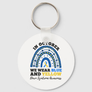 In Oktober dragen we blauw en geel downsyndroom A Sleutelhanger