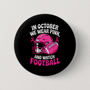 In Oktober dragen we Nk Borst Voetbal Kanker Bewus Ronde Button 5,7 Cm