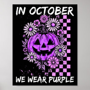 In Oktober dragen we Paars Huiselijk Geweld Vintag Poster