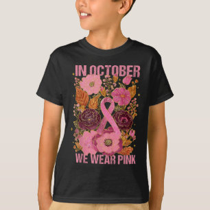 In Oktober dragen we Roze Boho Borstkanker Roze Ri T-shirt