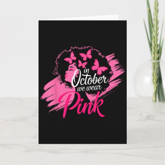 In Oktober dragen we Roze Borstkanker Bewustzijn B Kaart (Voorkant)