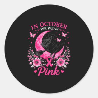 In oktober dragen we roze borstkankerbewustzijn  ronde sticker
