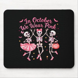 In Oktober dragen we Roze Dansende Skelet Borst Ca Muismat