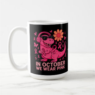 In Oktober dragen we Roze Dinosaurus Borstkanker B Koffiemok