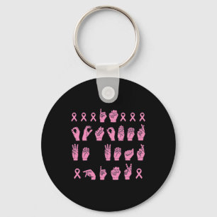In oktober dragen we roze gebarentaal borstkanker sleutelhanger