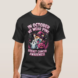 In Oktober dragen we Roze Geest Corgi Hond Borst K T-shirt