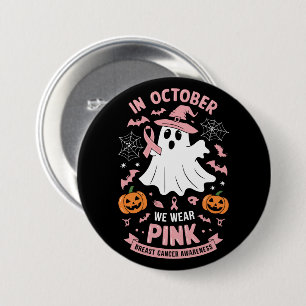 In Oktober dragen we Roze Geest Heks Borstkanker  Ronde Button 7,6 Cm