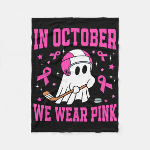 In Oktober Dragen We Roze Ghost Hockey Borstkanker Fleece Deken
