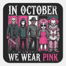 In Oktober dragen we Roze Halloween-figuren