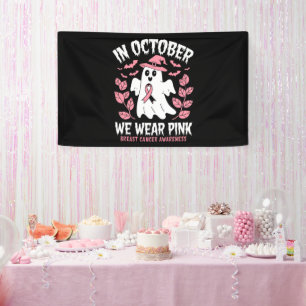 In Oktober dragen we Roze Halloween Heks Spandoek