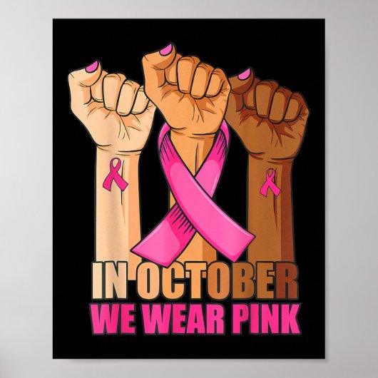 In Oktober dragen we Roze Handen om Borstkanker On Poster (Voorkant)