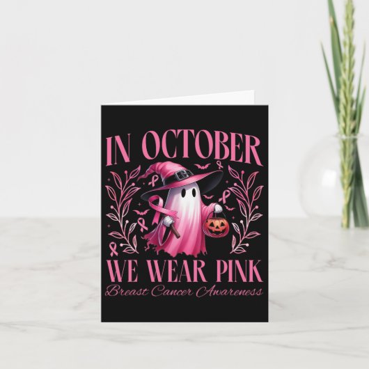 In Oktober dragen we Roze Heks Geest Pompoen Borst Kaart (Voorkant)