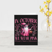 In Oktober dragen we Roze Heks Geest Pompoen Borst Kaart (Gele Bloem)