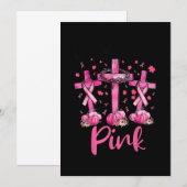 In oktober dragen we roze Jezus kruis borstkanker Kaart (Voorkant / Achterkant)