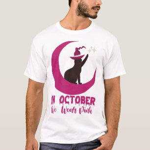 In Oktober dragen we Roze Kat Borstkanker Bewustzi T-shirt
