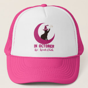 In Oktober dragen we Roze Kat Borstkanker Bewustzi Trucker Pet