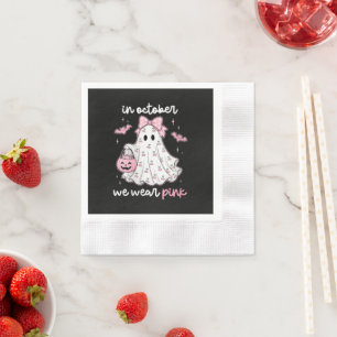 in oktober dragen we roze spook Halloween Servet