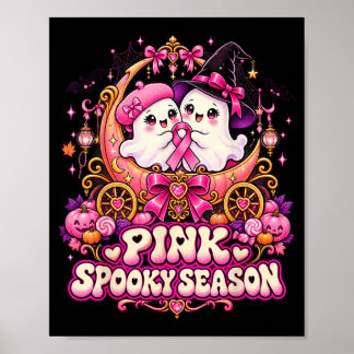 In oktober dragen we roze spook heks borstkanker poster