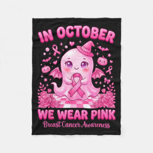 In oktober dragen we roze spookheks borstkanker fleece deken
