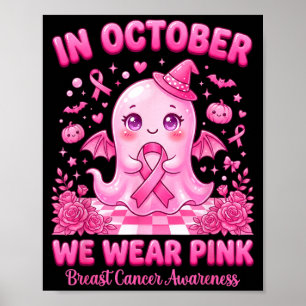 In oktober dragen we roze spookheks borstkanker poster