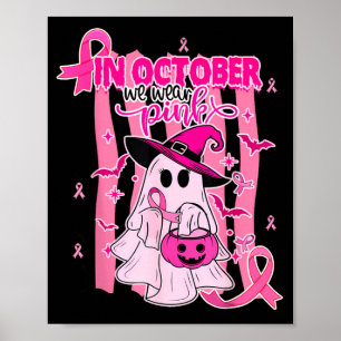 In oktober dragen we roze spookheks borstkanker poster