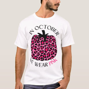 In oktober dragen we roze Thanksgiving borstkanker T-shirt