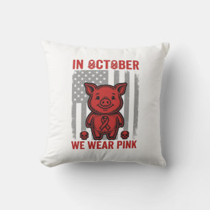 In Oktober dragen we Roze Varken Bewustzijnsontwer Kussen