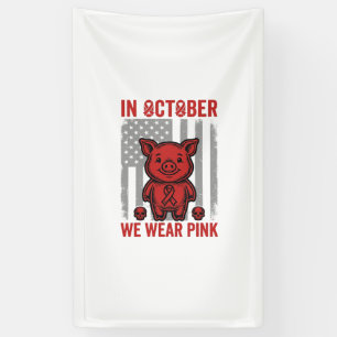 In oktober dragen we roze varkensbewustzijnsontwer spandoek