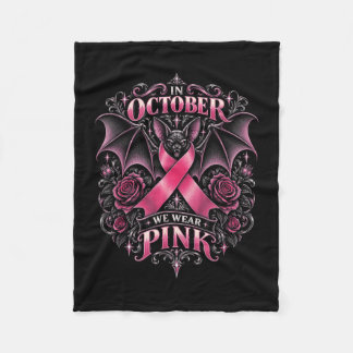 In oktober dragen we roze vleermuis lint gothische fleece deken
