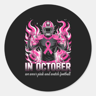 In Oktober dragen we Roze Voetbal Borstkanker Awa Ronde Sticker