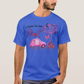 In oktober dragen we roze vrachtwagen boom borstka t-shirt