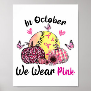 In oktober dragen we roze zachte borstkanker bewus poster