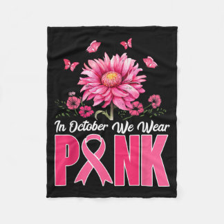 In oktober dragen we roze zonnebloem borstkanker fleece deken