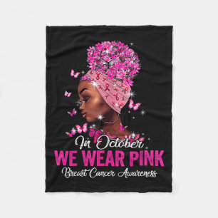 In Oktober dragen we Roze Zwarte Vrouwen Borstkank Fleece Deken