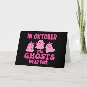 In oktober dragen zelfs spoken roze tegen borstkan feestdagen kaart
