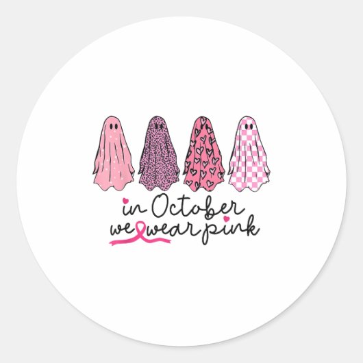 In oktober hebben we Ghost Boo Halloween Breast C Ronde Sticker (Voorkant)