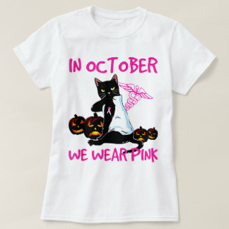In oktober hebben we Pink Black Cat borstkanker Dr T-shirt
