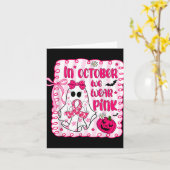 In oktober hebben we Pink Bow Ghost Breast Cancer  Kaart (Gele Bloem)