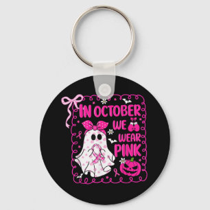 In oktober hebben we Pink Bow Ghost Breast Cancer Sleutelhanger