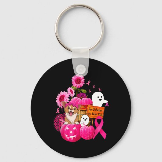 In oktober hebben we Pink Chihuahua Dog Breast Can Sleutelhanger (Voorkant)
