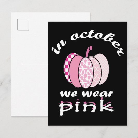 in oktober hebben we roze pompoenen draag  aankondigingskaart (Voorkant / Achterkant)