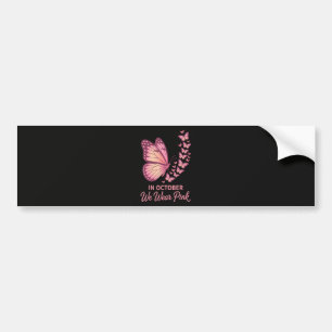 In oktober Roze Borst Vlinder Bumpersticker