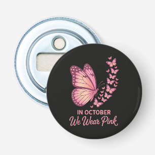 In oktober Roze Borst Vlinder Button Flesopener