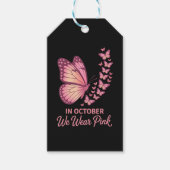 In oktober Roze Borst Vlinder Cadeaulabel (Voorkant)