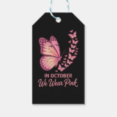 In oktober Roze Borst Vlinder Cadeaulabel (Achterkant)